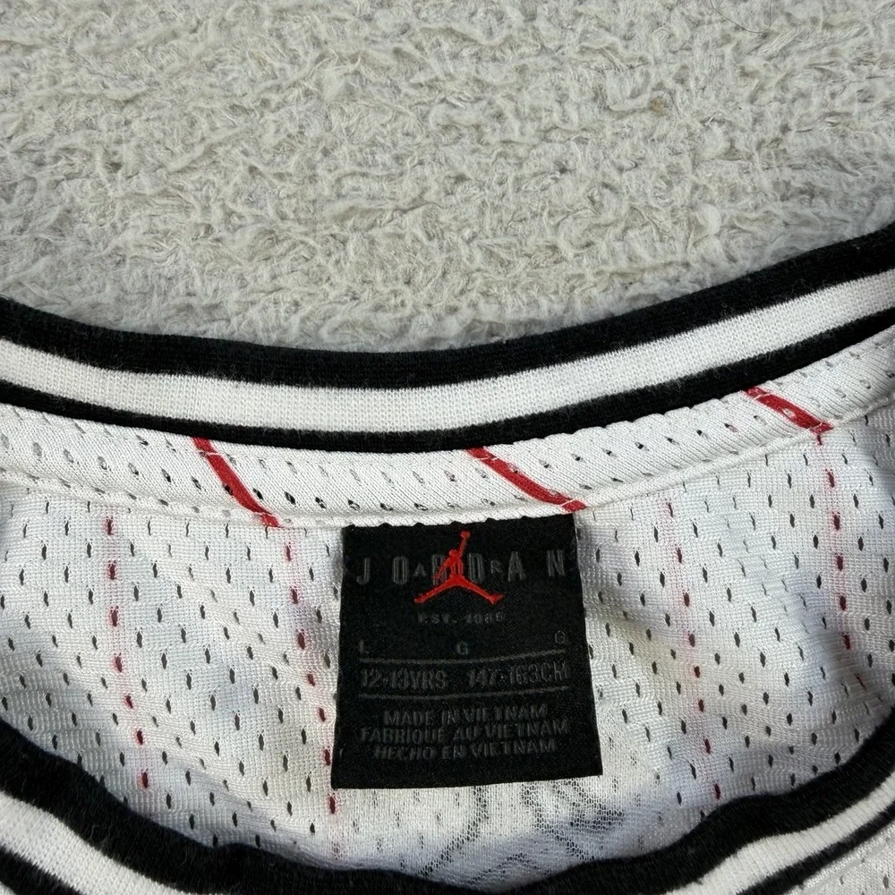 Nike Air Jordan Jersey Youth Large White Red Pinstripe Basketball #23 Bulls